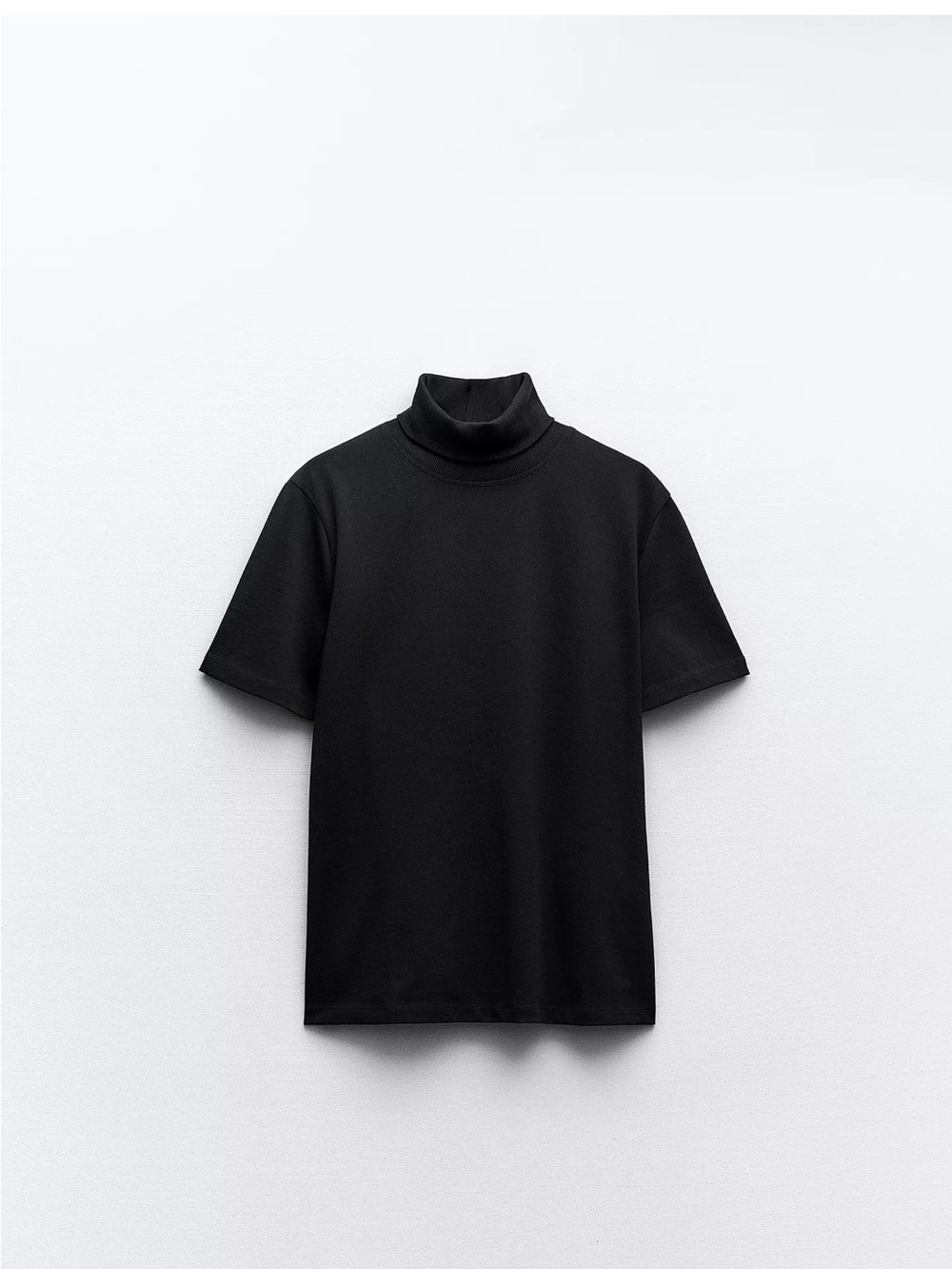 Women Black Short-Sleeve Turtleneck Shirt